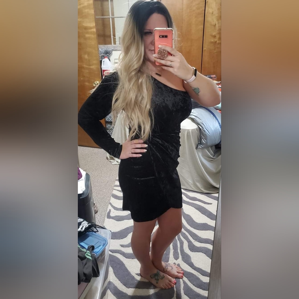 Black Velvet Cold Shoulder Cocktail Dress